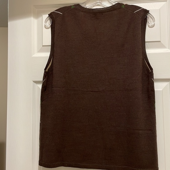 CHARTER CLUB ARGYLE SLEEVELESS SWEATER, MULTI COLOR, 60% MERINO WOOL - Picture 4 of 10